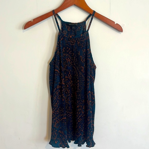 Banana Republic Factory Tops - Banana Republic Factory blue and orange pleated halter tank